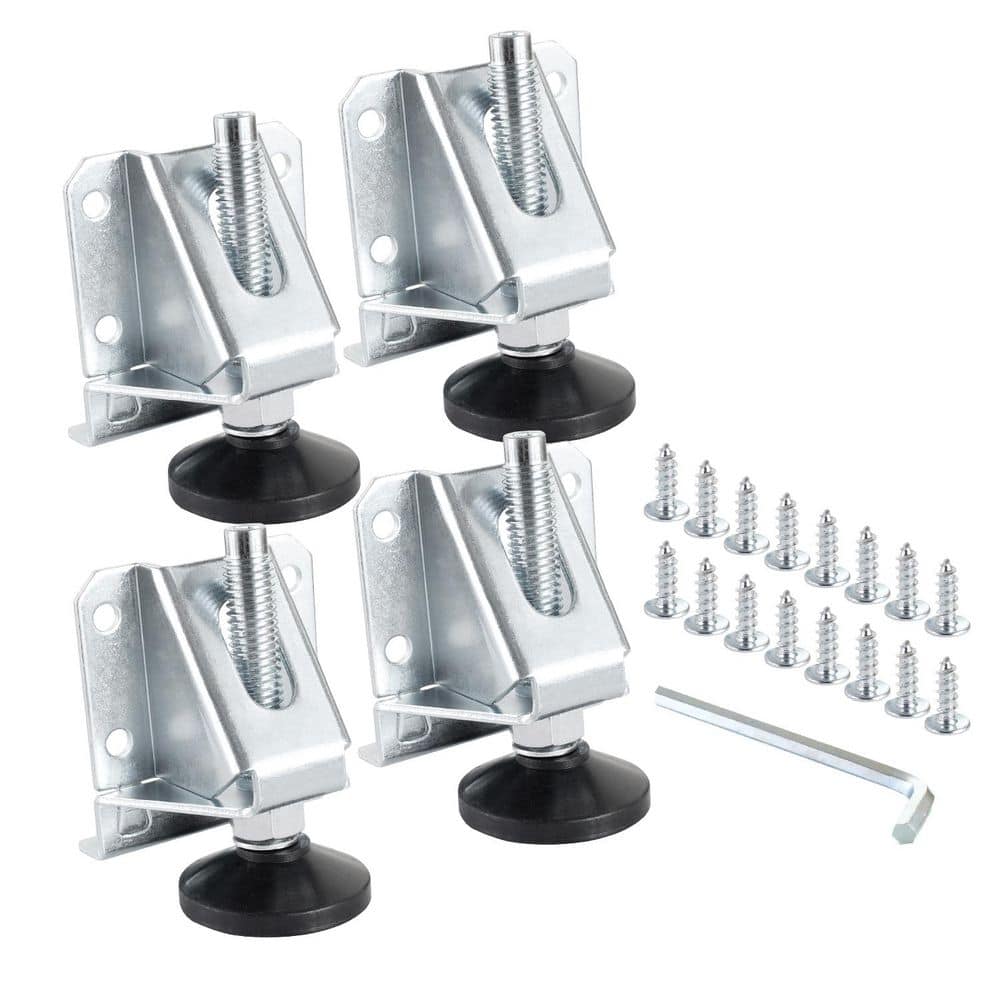POWERTEC Heavy-Duty Leveler Legs with Lock Nuts for Cabinets Furniture Shelves Tables (4 Pack)