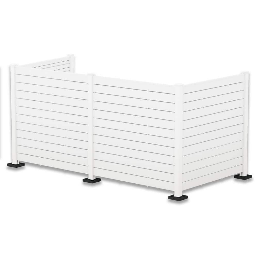 KOZYARD 4 ft. W x 4.17 ft. H Outdoor Privacy Screens Framed Flat Fence Panels Kit for AC, Trash Can Storage (White 4-Panels)