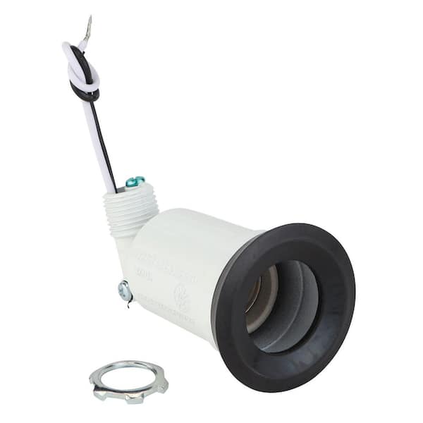 Commercial Electric White Outdoor Flood Light Weatherproof Lampholder with External Rubber Gasket