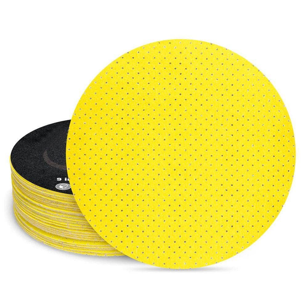 KIWDZFU 9 in. Aluminum Oxide Drywall Sanding Discs with Perforated Design for Improved Dust Extraction 10-Pack