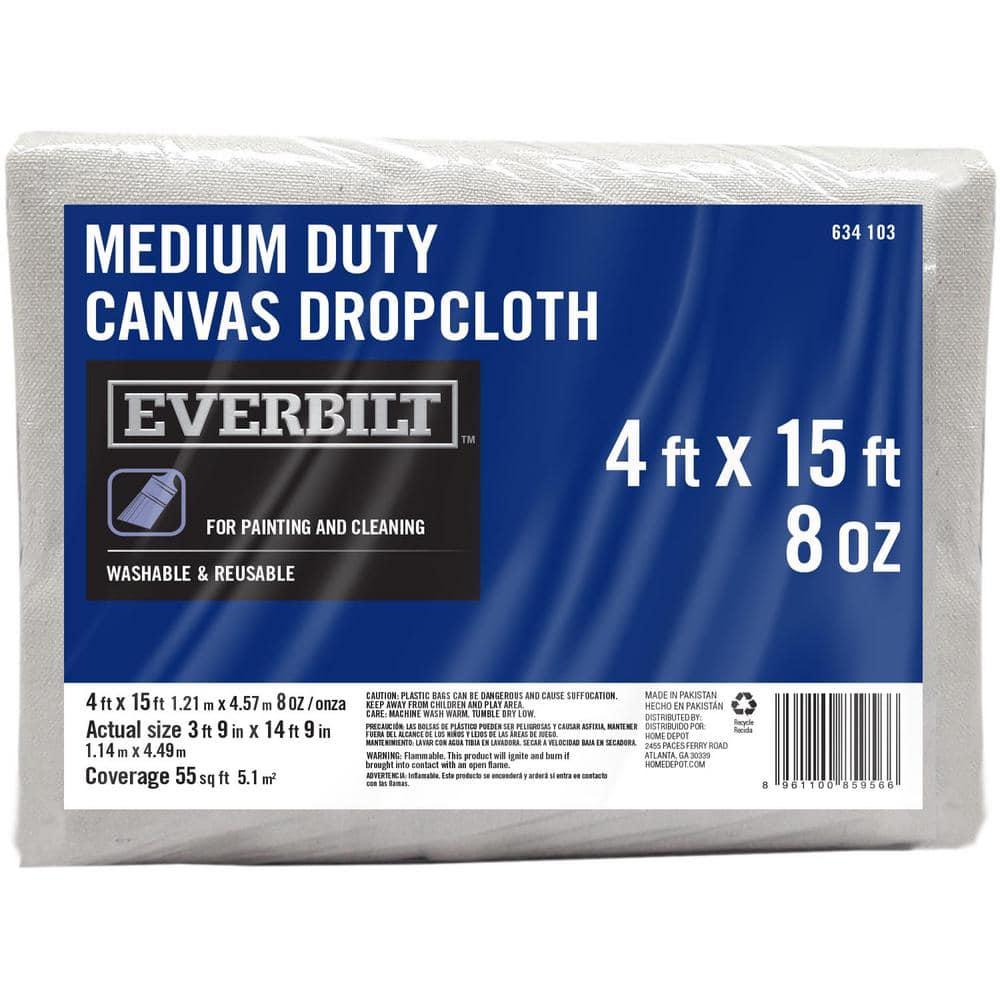 Everbilt 4 ft. x 15 ft. Medium Duty Canvas Drop Cloth