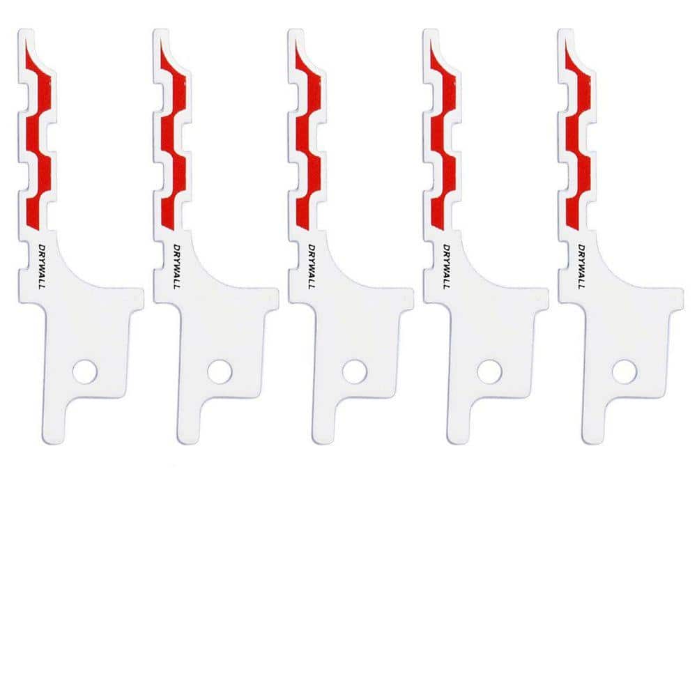 KIWDZFU 5 Pack Carbide Drywall Reciprocating Saw Blade with Blunt Point for Gypsum Board Precise Cutting Universal Shank