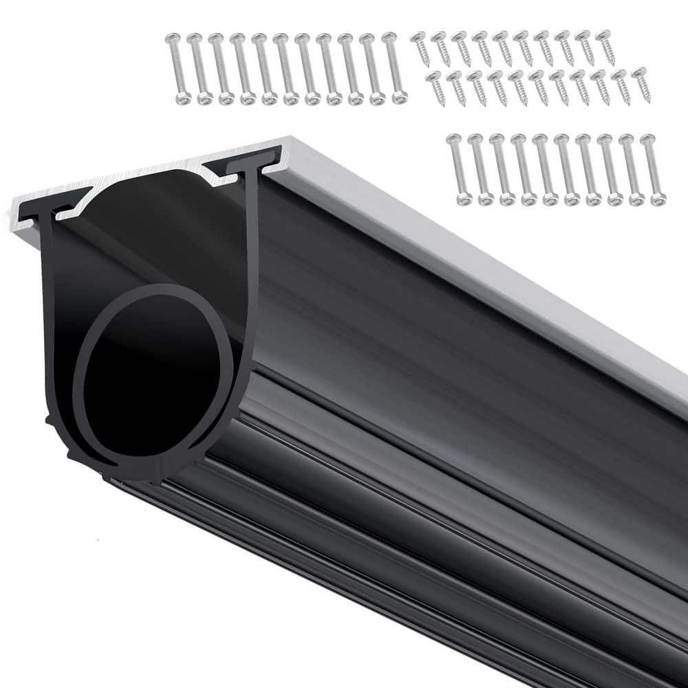 SKYSHALO Door Seals Bottom Rubber, Pre-drilled Aluminum Track Retainer Kit, 5/16 in. T-ends and 1.14 x 3 in (16 ft. Black)
