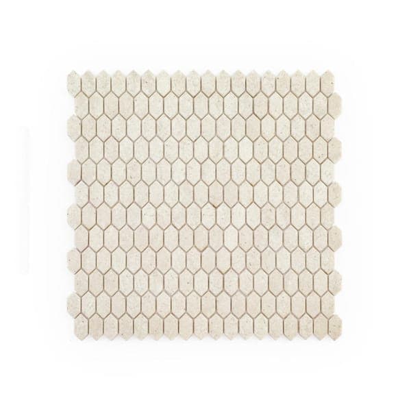Jeffrey Court Serenity Marfil 11.125 in. x 11.875 in. Elongated Hex Matte White/Beige Glass Mosaic Wall/Floor Tile(0.917 Sq. Ft./Each)