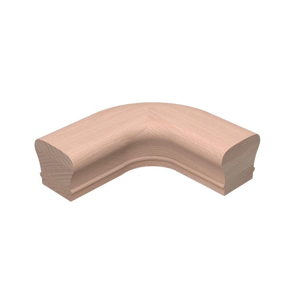 EVERMARK Stair Parts 7211 Unfinished Red Oak 90° Level Quarter Turn Handrail Fitting