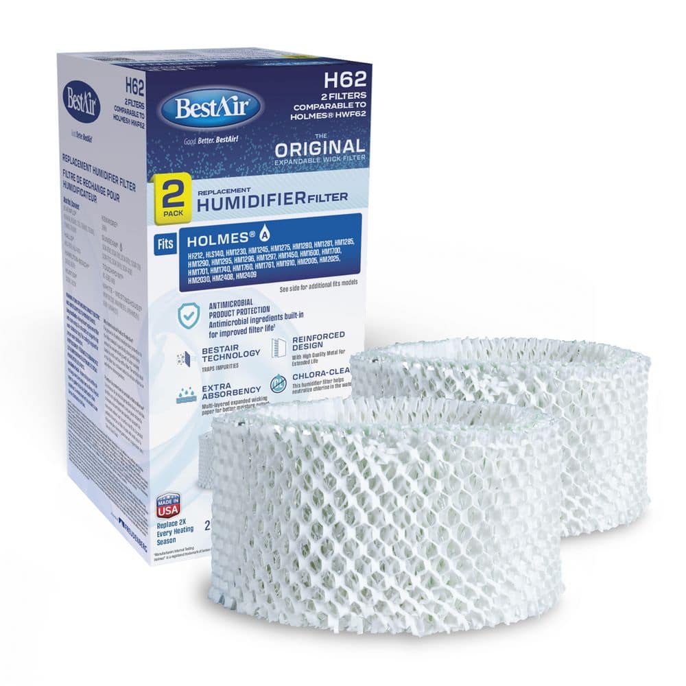 BestAir H62 Value 2-Pack Humidifier Replacement Paper Wick Filter