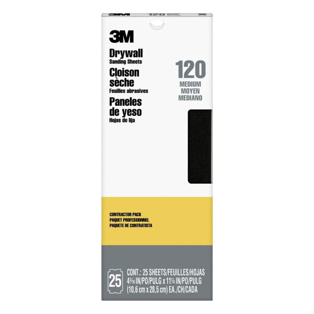 3M Drywall Sanding Sheets 4 3/16 in. 11 1/4 in. 120 Grit Fine