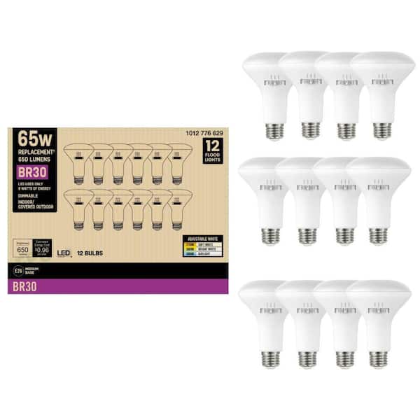 PRIVATE BRAND UNBRANDED 65-Watt Equivalent BR30 Dimmable LED Light Bulb With Selectable Color Temperature (12-Pack)