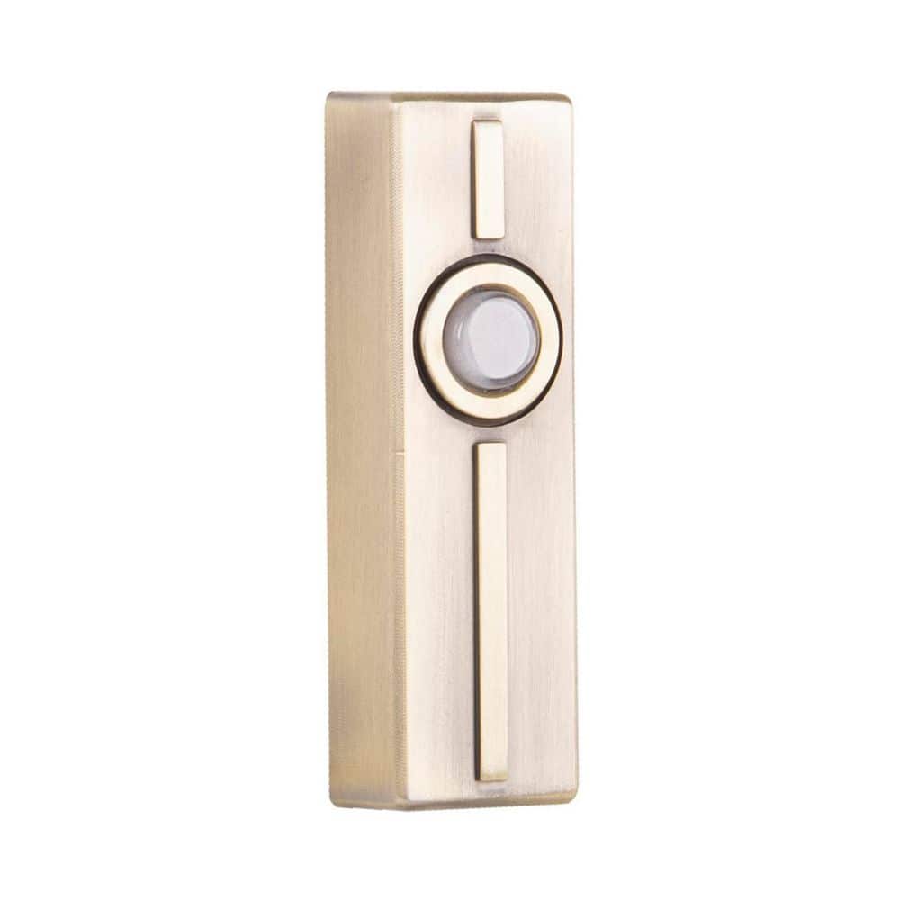 CRAFTMADE Wired Surface Mount Antique Brass Finish Doorbell Push Button with Illuminated LED Chime Button