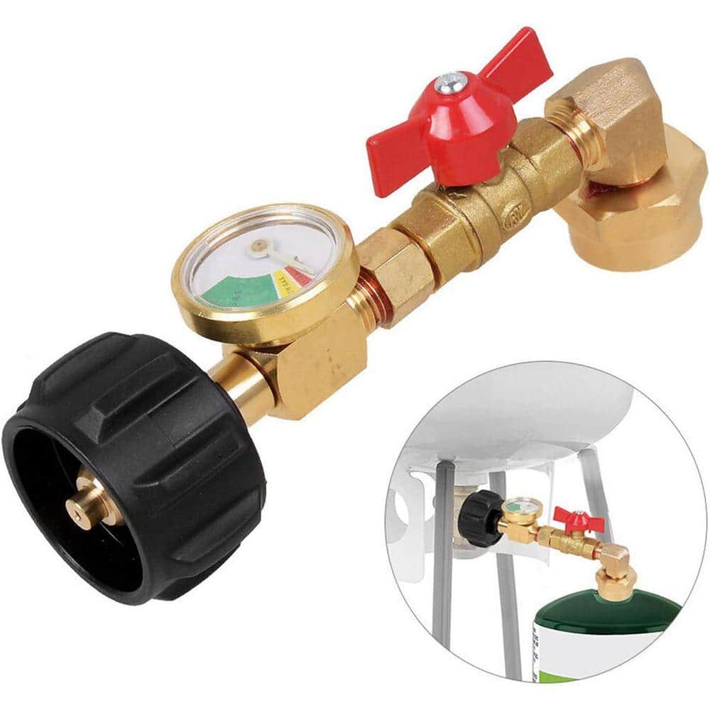 Lukvuzo Propane Refill Adapter with Valve Gauge for 1 Pound Bottles from 20lb Tank Fits QCC1/Type1 Propane Tanks