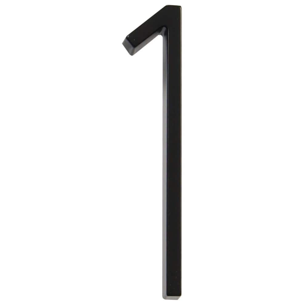 Everbilt 5 in. Black Modern Floating or Flush Metal House Number 1