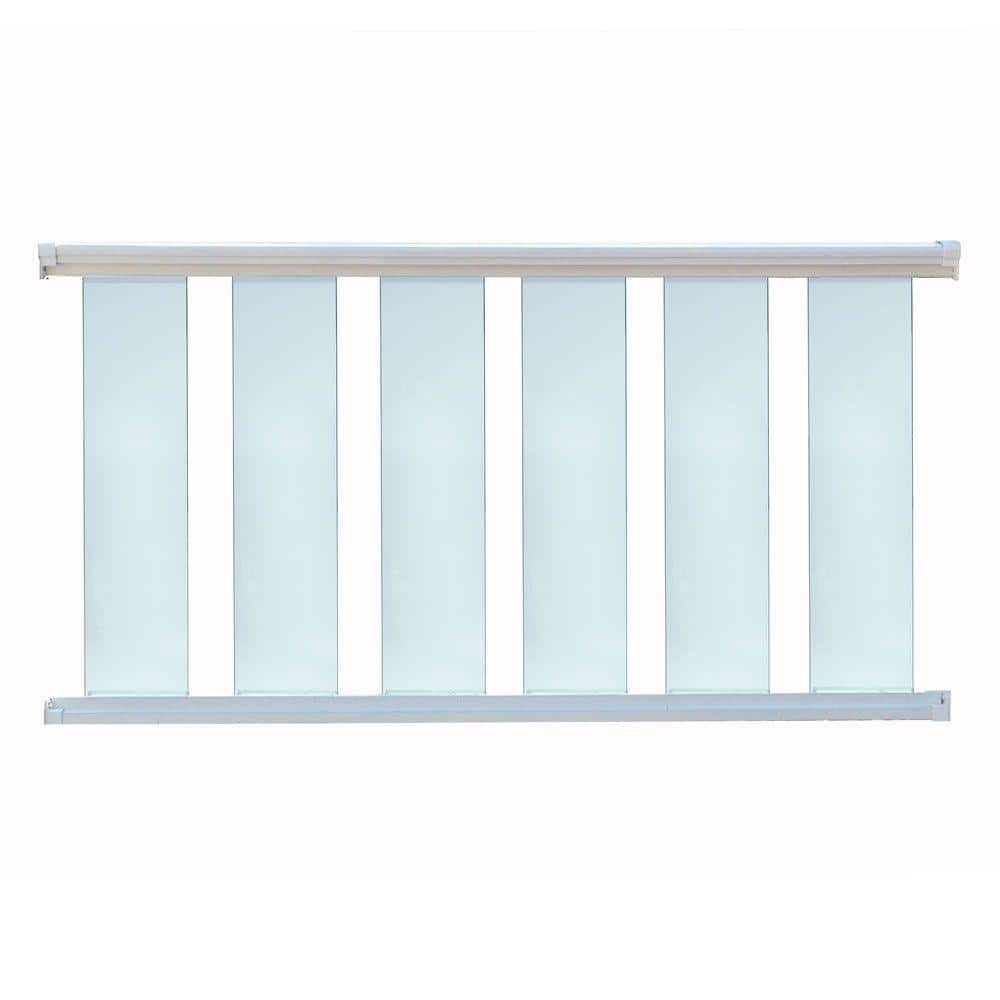 EZ Handrail 96 in. x 36 in. White Aluminum Frame Glass Baluster Railing Kit