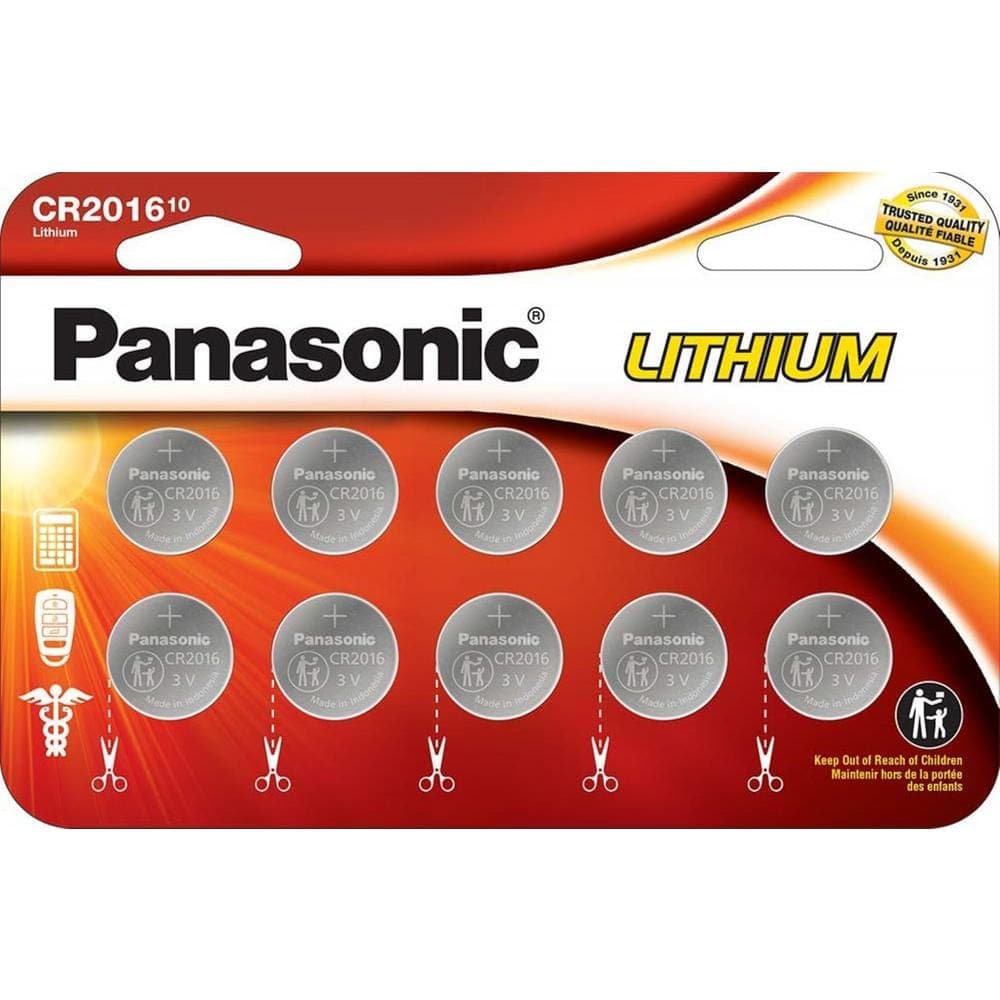 Panasonic CR2016 Lithium Coin Cell Batteries (10-Pack)
