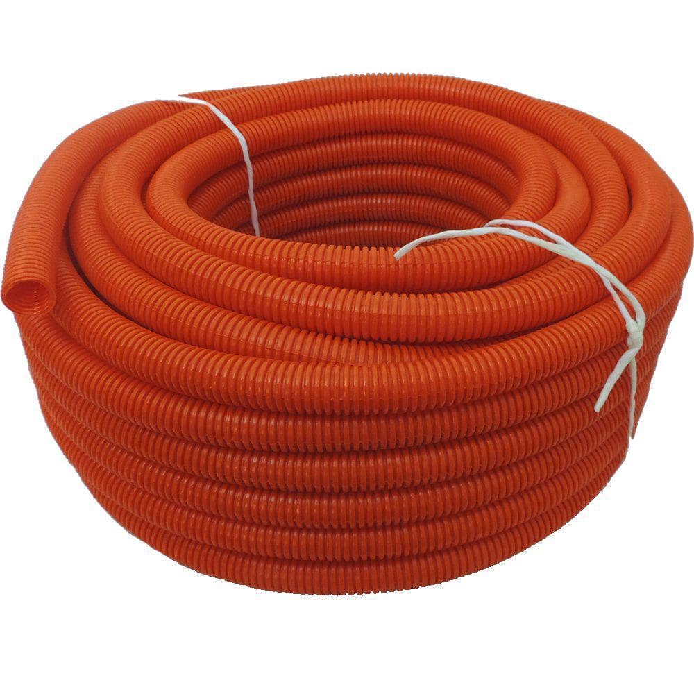 HYDROMAXX 1 in. Dia. x 100 ft. Orange Flexible Corrugated Polyethylene Non Split Tubing and Convoluted Wire Loom