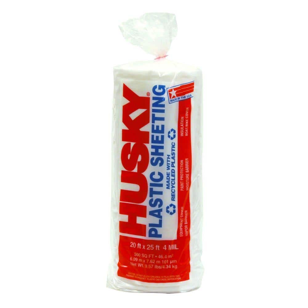 Husky 20 ft. x 25 ft. Clear 4 mil Plastic Sheeting