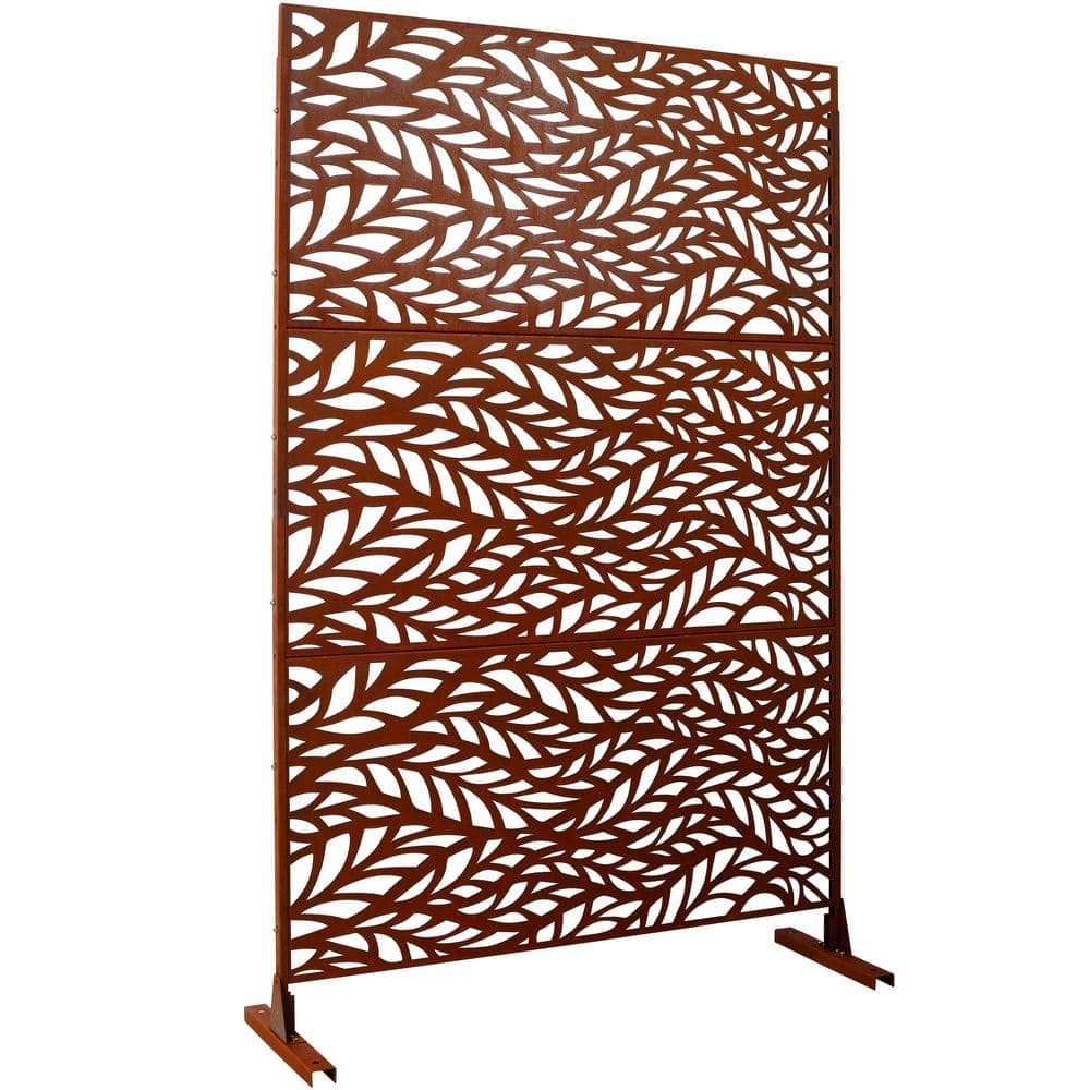 cadeninc 4 ft. x 6.33 ft. Rust Red Outdoor and Indoor Metal Privacy Screen Fence Panels for Outside Lawn Garden