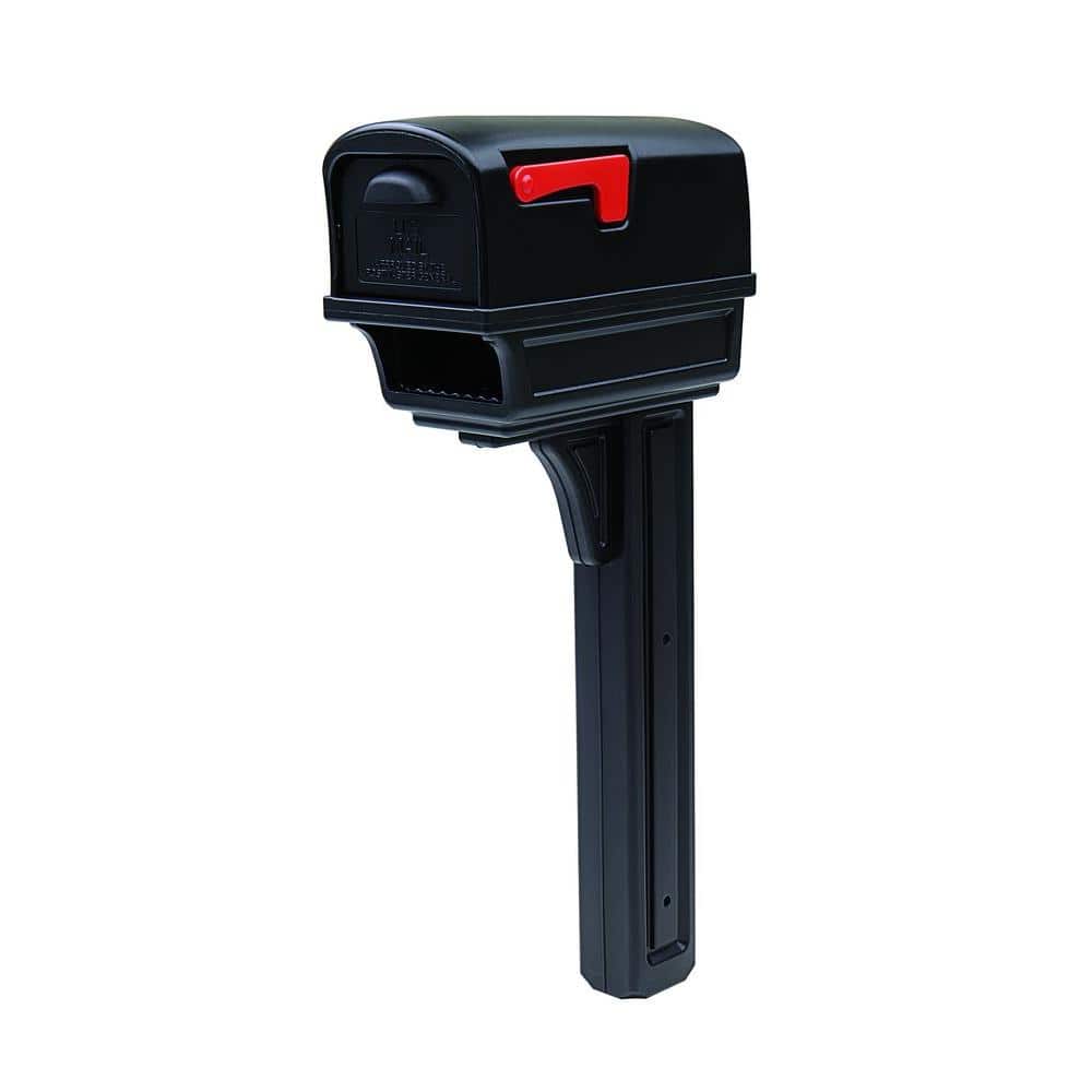 Architectural Mailboxes Gentry Black, Medium, Plastic, All-in-One Mailbox and Post Combo