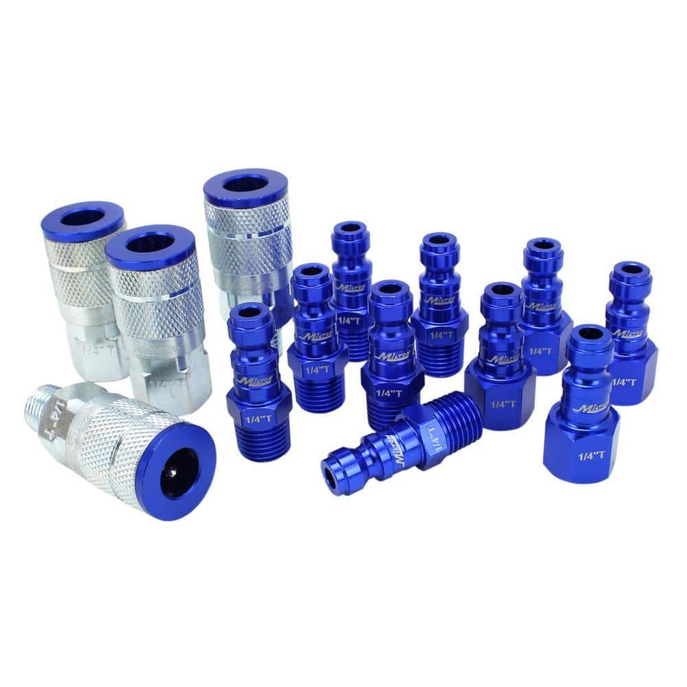 Milton Industries, Inc. ColorFit by Milton Coupler and Plug Kit - (T-Style Blue) - 1/4 in. NPT (14-Piece)