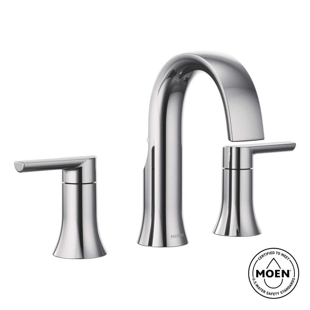 MOEN Doux 8 in. Widespread 2-Handle Bathroom Faucet Trim Kit in Chrome (Valve Not Included)