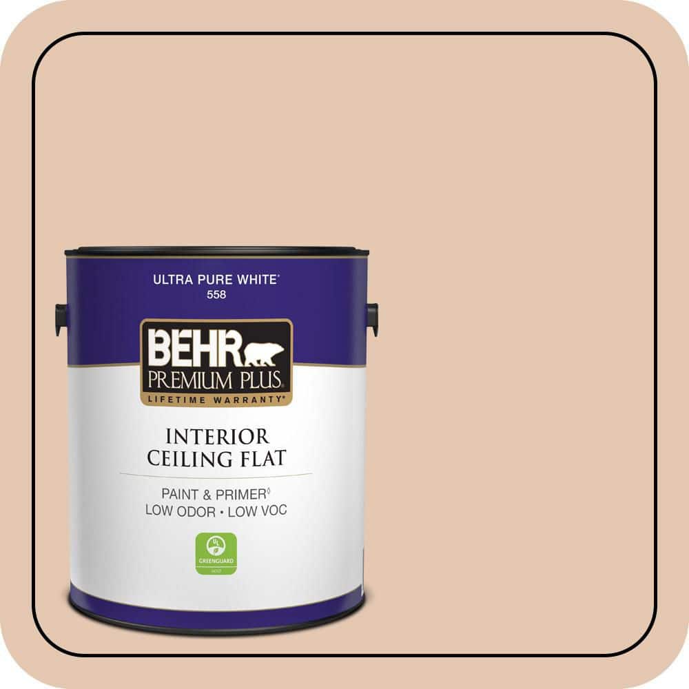 BEHR PREMIUM PLUS 1 gal. #S230-2 Mesquite Powder Ceiling Flat Interior Paint & Primer