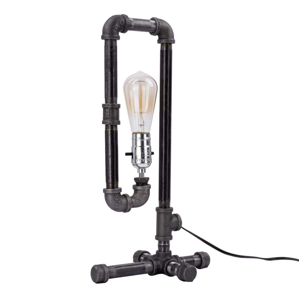 PIPE DECOR 1/2 in. Black Steel Pipe 17.5 in. H Convertible Table Lamp Kit