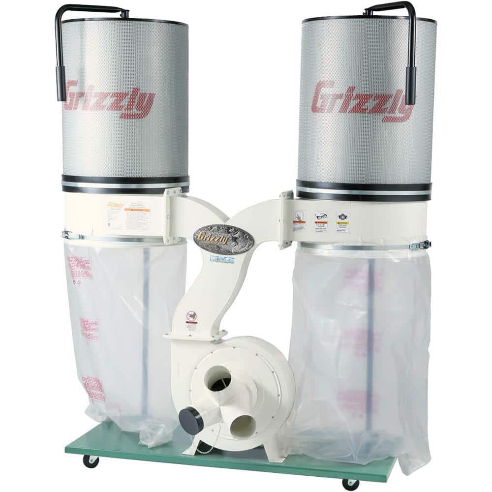 Grizzly Industrial 3 HP Double Canister Dust Collector w/ Aluminum Impeller