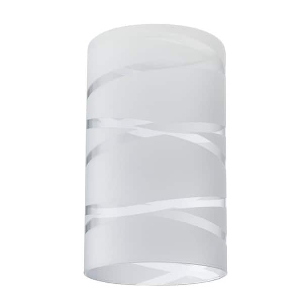 PRIVATE BRAND UNBRANDED 7.88 in. White Etched Swirl Glass Cylinder Shaped Replacement Pendant Shade with 2.25 in. Neckless Fitter