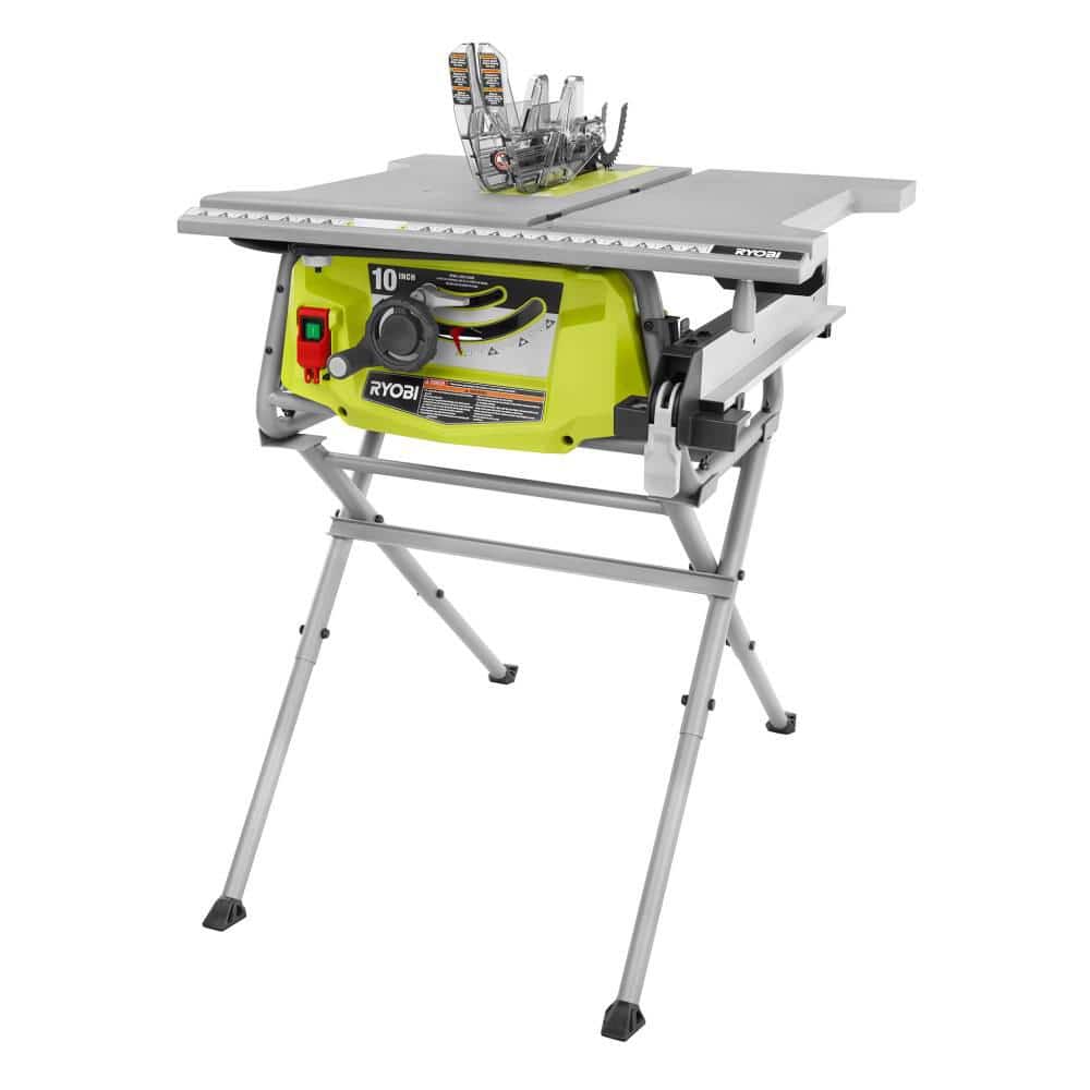 RYOBI 15 Amp Expanded Capacity Portable Corded Table Saw With Rolling Stand