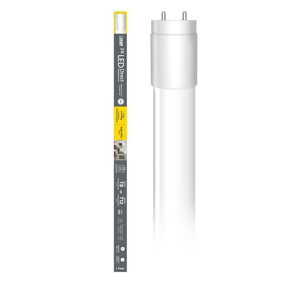 Feit Electric 10-Watt 2 ft. T8/12 G13 Type A Plug and Play Linear LED Tube Light Bulb, Bright White 3000K, 1 Bulb