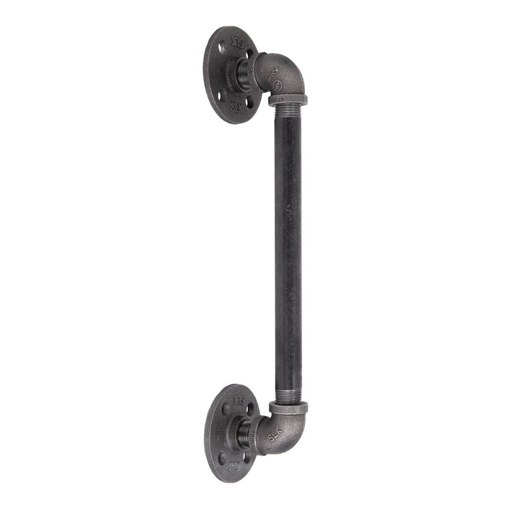 PIPE DECOR 1/2 in. x 14.5 in. L Black Pipe Barn Door Handle Kit