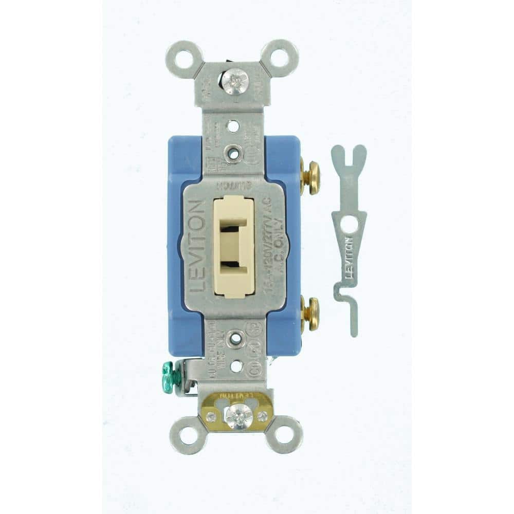 Leviton 15 Amp Industrial Grade Heavy Duty Single-Pole Locking Switch, Ivory 1201-2IL