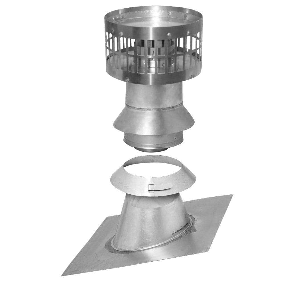 Rheem 3 in. x 5 in. Vertical Concentric Termination Vent Kit Stainless Steel for Mid Efficiency Tankless Gas Water Heaters