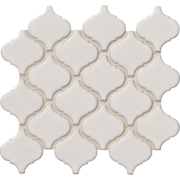 MSI Bianco Arabesque 12 in. x 12 in. x 0.24 in. x 0.24 in. Polished Porcelain Mesh-Mounted Mosaic Tile (0.73 sq. ft./Each)