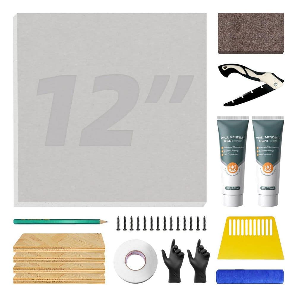 Laybus Comprehensive Drywall Repair Kit with Mesh Patch, Tools and Adhesive for Large Hole Repair-12 in. x 12 in. Panel