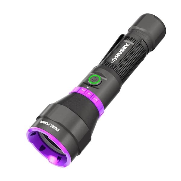 Husky 600 Lumens Dual Power LED Rechargeable Flashlight with UV