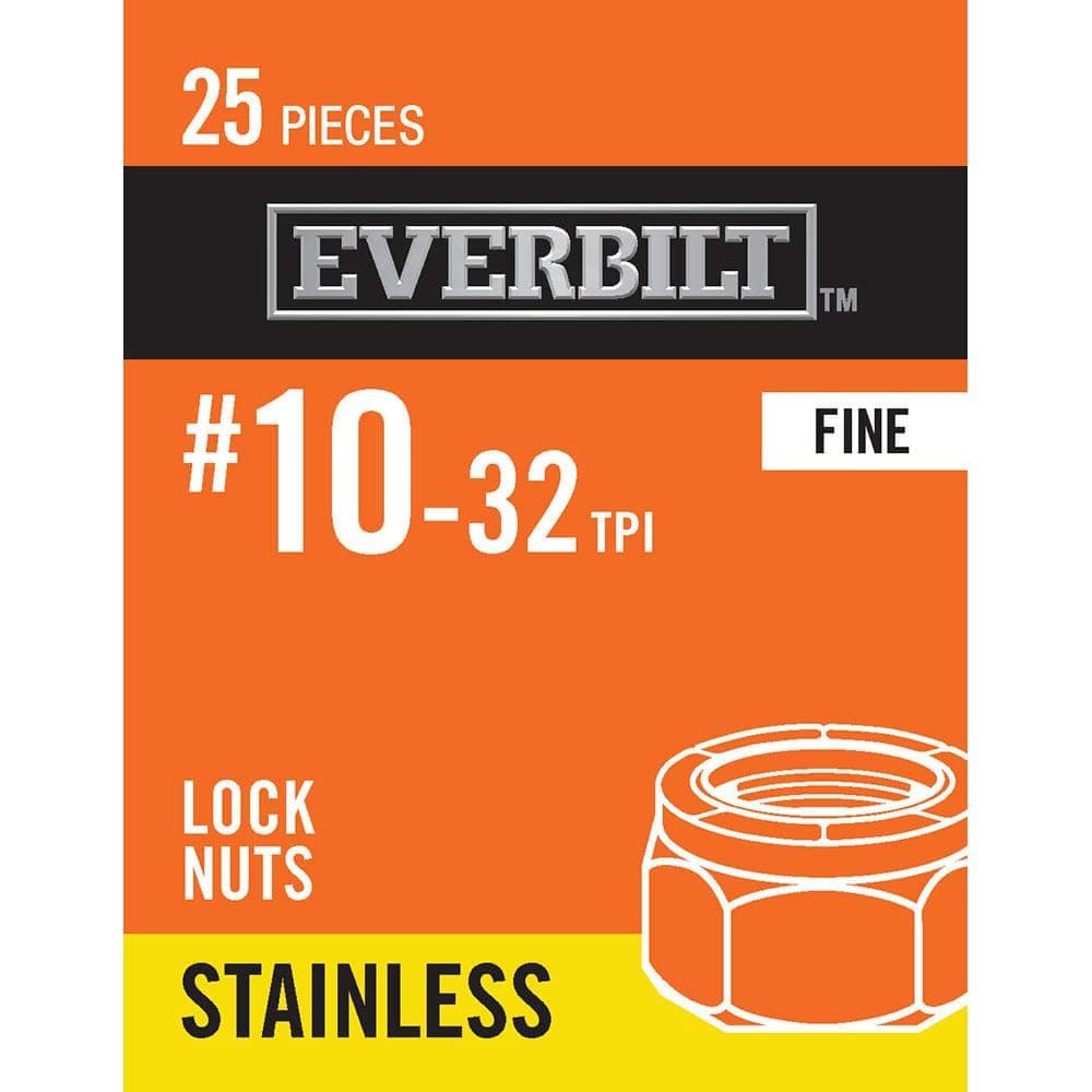 Everbilt #10-32 Stainless Steel Nylon Lock Nut (25-Pack)