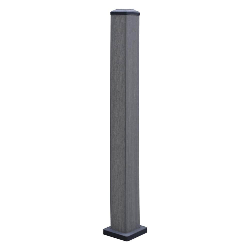 NewTechWood UltraShield 3.7 in. x 3.7 in. x 3.5 ft. Westminster Gray Composite Hemispheres 3.5 ft. Post Kit