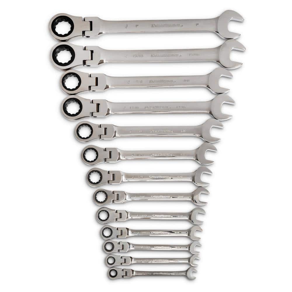 GEARWRENCH 12-Point 72-Tooth SAE Flex-Head Ratcheting Combination Wrench Set (13-Piece)