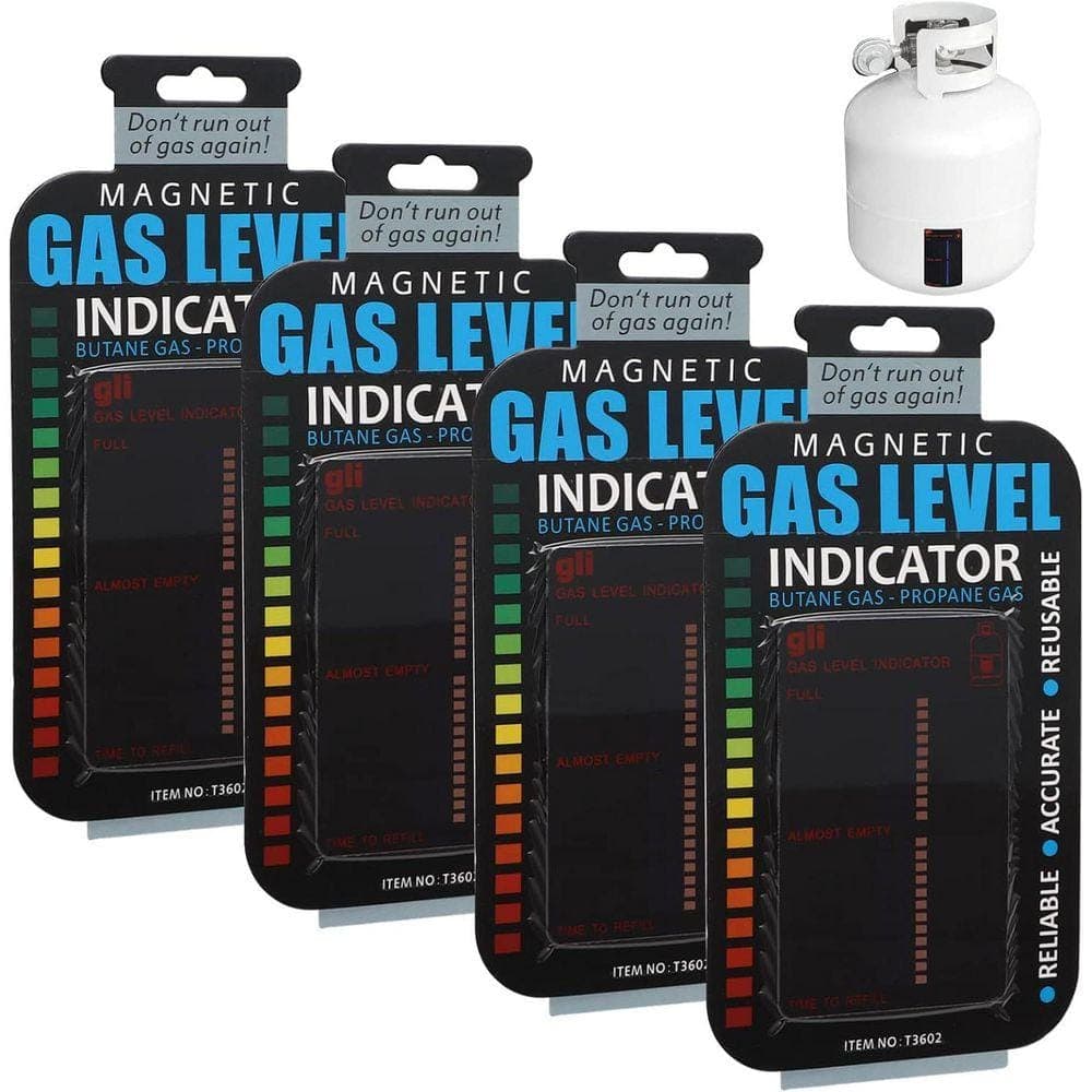 Lukvuzo 4-Pack Magnetic Gas Level Indicator Reusable Propane Butane Tank Gauge for Home Kitchens Outdoor Barbecues Camping
