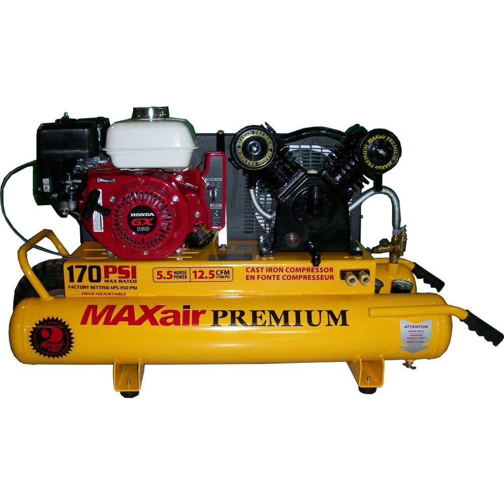 Maxair Wheelbarrow Premium Industrial 10-Gal. 5.5 HP Gas Honda Air Compressor