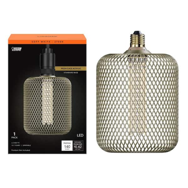 Feit Electric 25-Watt Equivalent Dim Vintage Oversized E26 LED Light Bulb W/ Mesh Cage Acrylic Filament Matte Gold Soft White (1-Pack)
