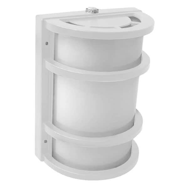 Commercial Electric 850 Lumens Integrated LED White Dusk to Dawn Half Moon Security Wall Pack Light, 4000K