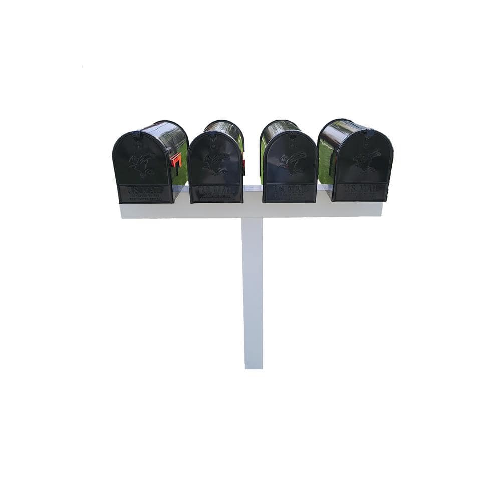 Handy Post Post for 4 Mailboxes 42 in. x 45 in. x 5 in. Vinyl Sleeve in White