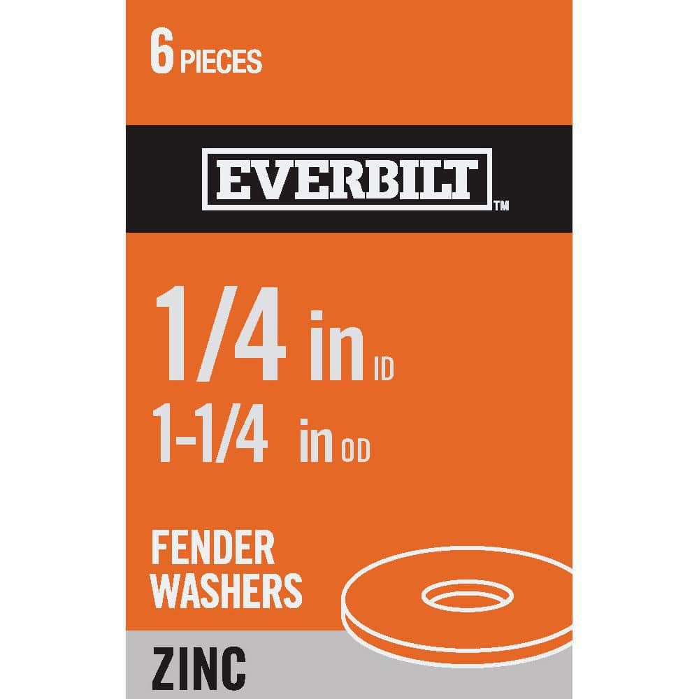 Everbilt 1/4 in. x 1-1/4 in. Zinc-Plated Steel Fender Washer (6 Per Pack)