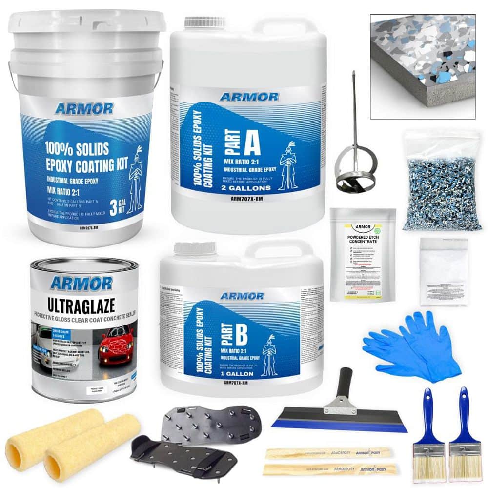 ARMORPOXY 3 gal. Gray Gloss 2-Part 600 sq.ft. Epoxy Kit Interior Industrial Concrete Basement & Garage Epoxy Floor Paint Kit