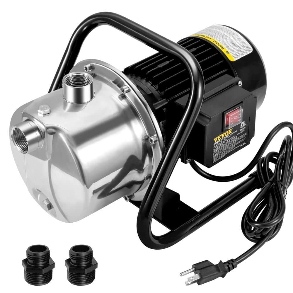 VEVOR Shallow Well Pump 1.1 HP 978GPH 131 ft. Head Portable Garden Water Jet Pump with Hose Adapters for Pond Lake Irrigation