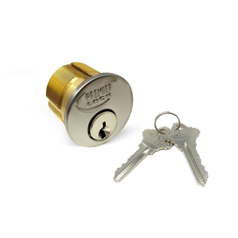 Premier Lock 1-1/2 in. Solid Brass Mortise Cylinder with Stainless Steel Finish, SC1 (Pack of 4, Keyed Alike)