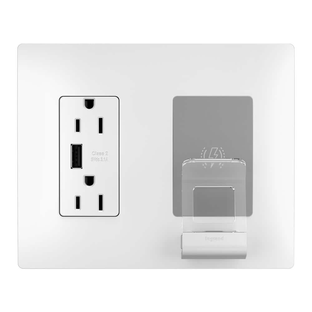 Legrand radiant Amp 125-Volt Decorator Duplex Tamper Resistant USB Wireless Charger with Wall Plate USB