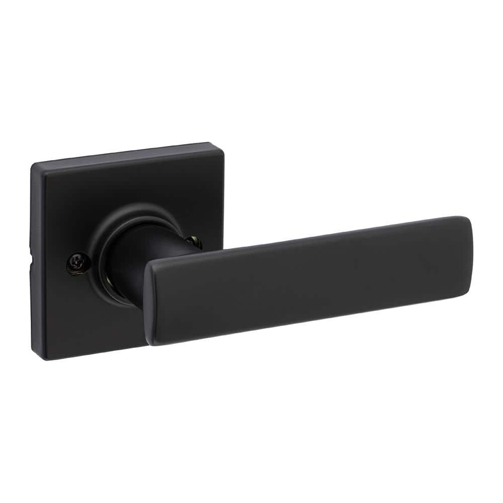 Kwikset Breton Square Matte Black Half -Dummy Door Handle Featuring Microban
