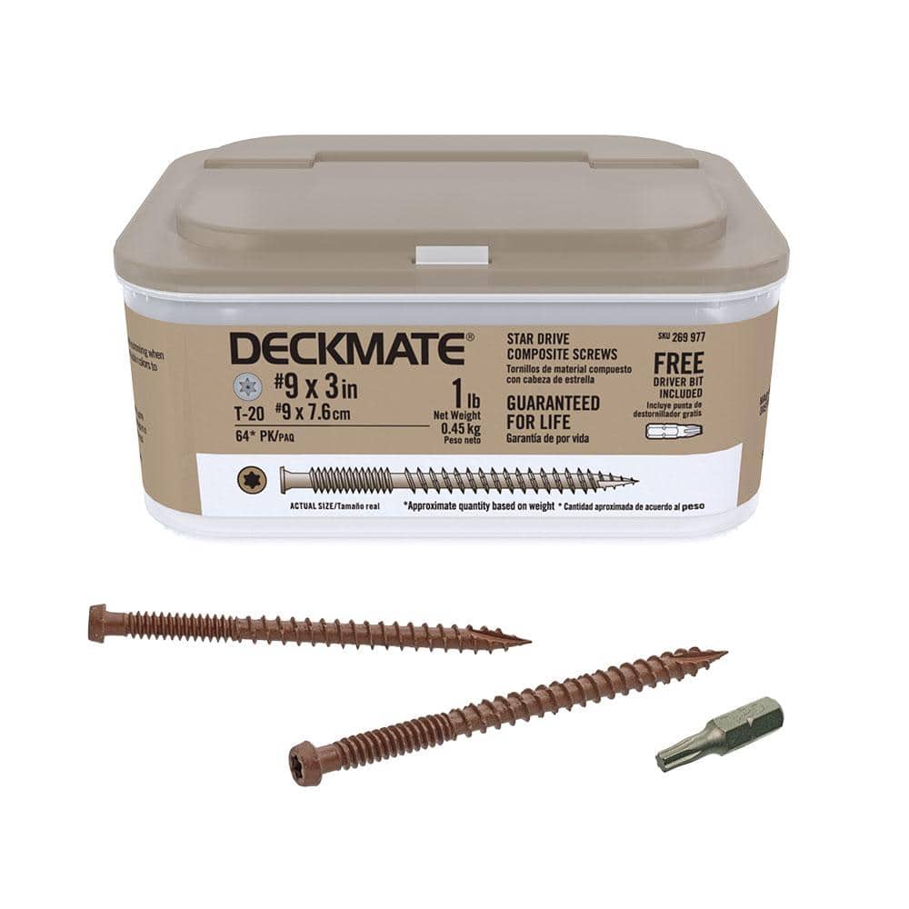 DECKMATE #9 x 3 in. Brown Self-Starting Torx Bugle-Head Composite Deck Screws (1 lb./65-Piece)